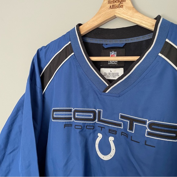 NFL COLTS Football Vintage V-Neck Windbreaker in Blue Men’s Size Large - Picture 6 of 9